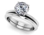 Four Prong Timeless Solitaire Diamond Engagement and Bridal Set