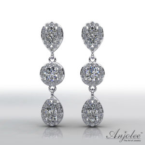 Dazzling Pear And Round Drop Diamond Earrings