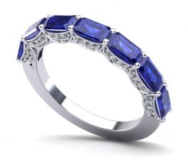 Emerald Gemstones and Diamond Ring With Sash Setting
