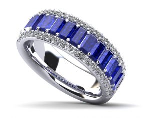 Beaming Baguettes Gemstone and Diamond Ring