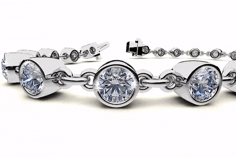 Diamond Drops Chain Link Bezel Bracelet 